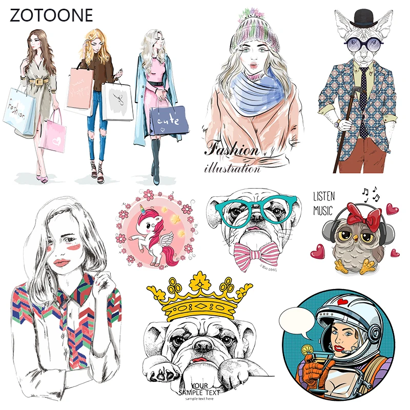 

ZOTOONE Stripes Iron on Transfer Patches on Clothing Diy Anime Dog Patch Heat Transfer for Clothes for T-shirts Girl Sticker G