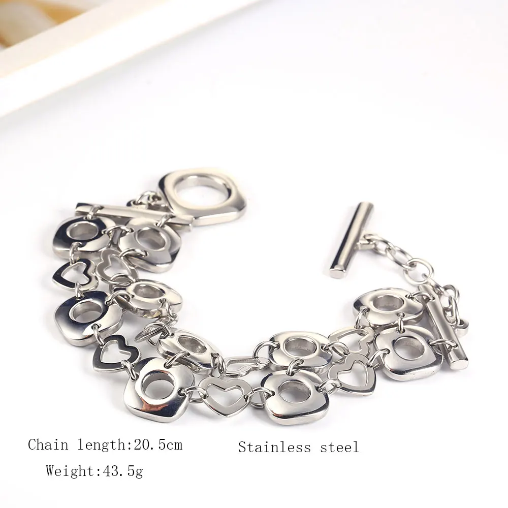 OUFEI Stainless Steel Jewelry Woman Vogue Chain Link Bracelets Bangles Charm Best Friend Bracelet Jewelry Accessories