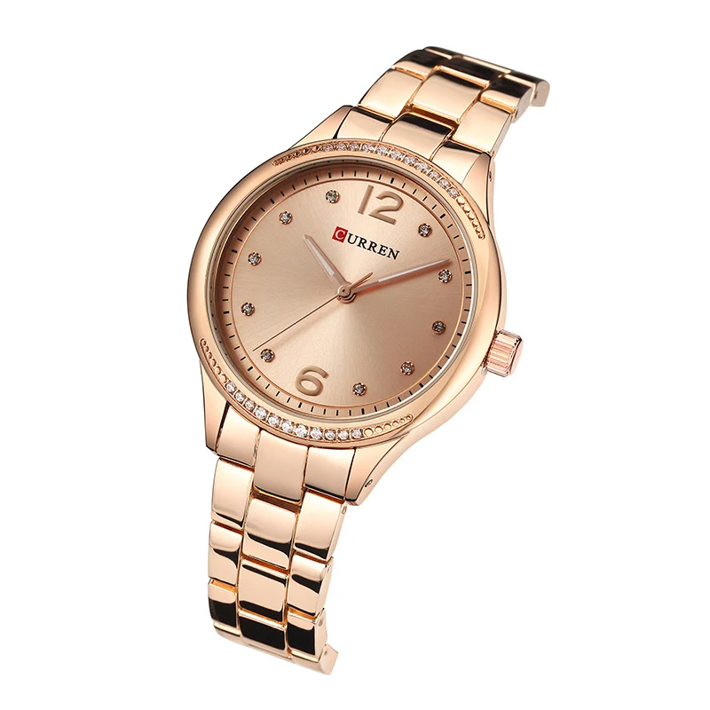 CURREN Брендовое модное платье Кварцевые женские часы с кристаллами полностью стальные женские наручные часы женские подарки часы Relogio Feminino