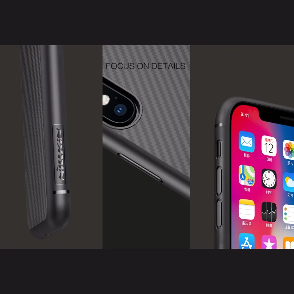Nilkin для iPhone х чехол Nillkin Synthetic углеродного волокна PP Пластик телефон сумка жесткий