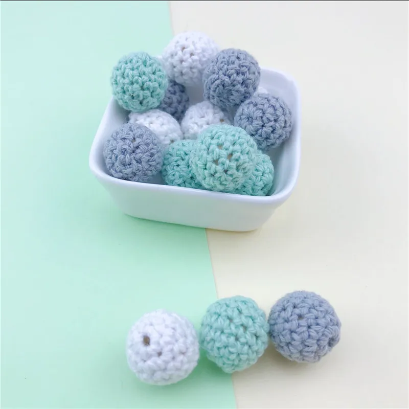 

Crochet Beads Can Chew Beads 16mm 30pcs DIY Teething Necklace Pacifier Chains Accessories Wooden Teether Baby Teether