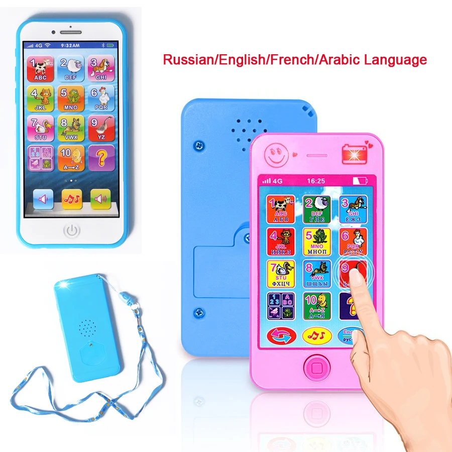 

Russian/English/French/ Arabic Language Alphabet Simulation Musical Mobile Smart Phone Toys Early Learning Educational Toys
