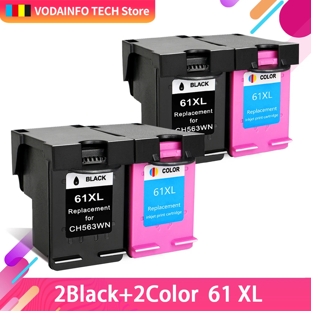 QSYRAINBOW 61 XL сменный картридж для HP чернильный принтера Deskjet 1050A 1510 2000 2050 2050A 3000 4 шт. |