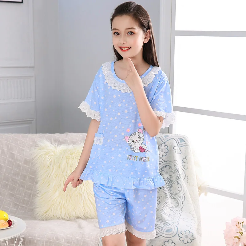 

Summer cotton Kids Pajamas set Big Girls Sleepwear children home Clothes Nightwear Homewear Toddler Garcon Suits 2-16 years