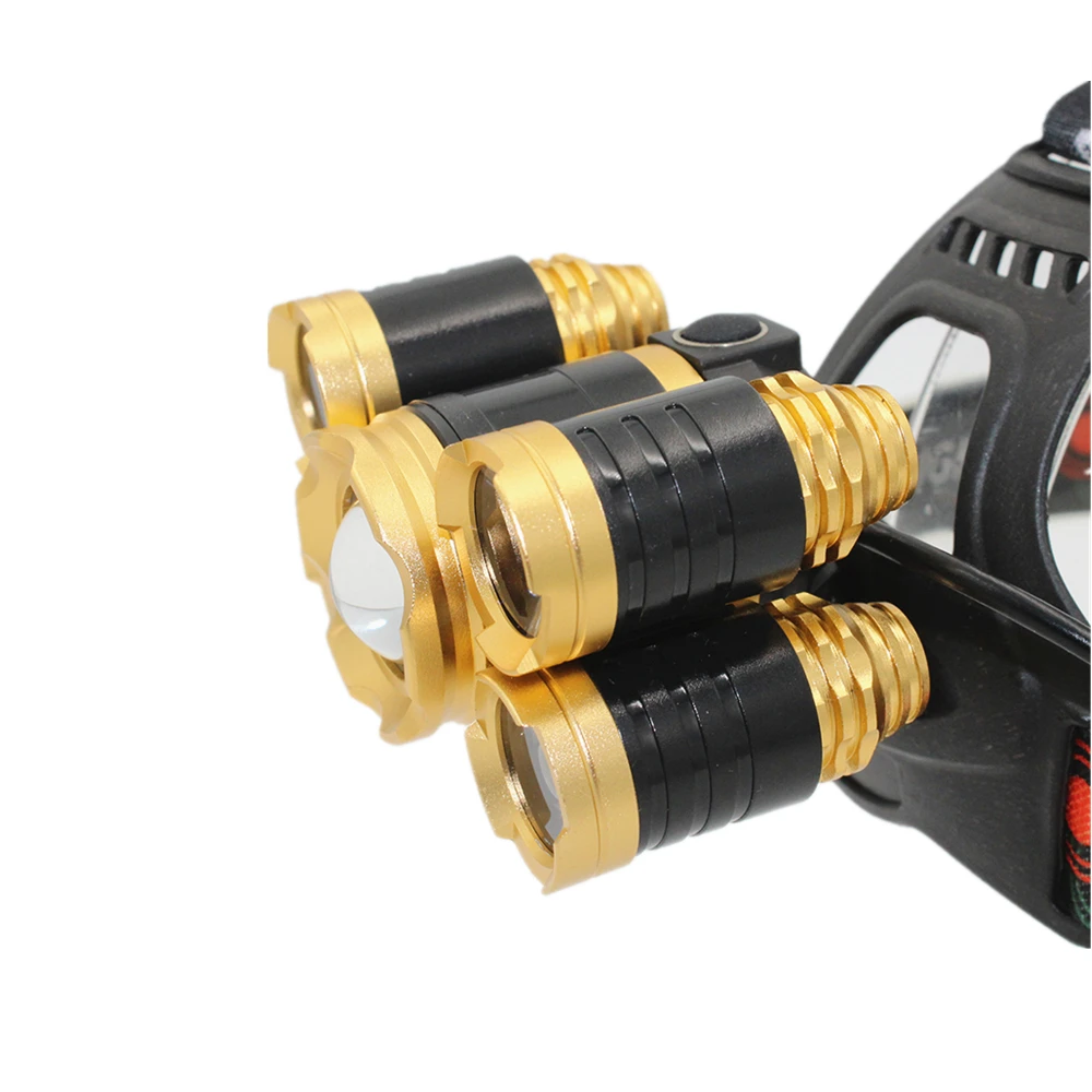 Zoom налобный фонарь USB Перезаряжаемый 5 LED настраиваемый фокус фара 1 T6 + 4 ЛАМПА xpe