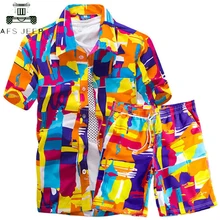 Лидер продаж Для мужчин s Гавайские рубашки модные летние цветочные рубашки Для мужчин+ пляжные шорты с рисунком спортивный костюм с коротким рукавом Для мужчин наборы