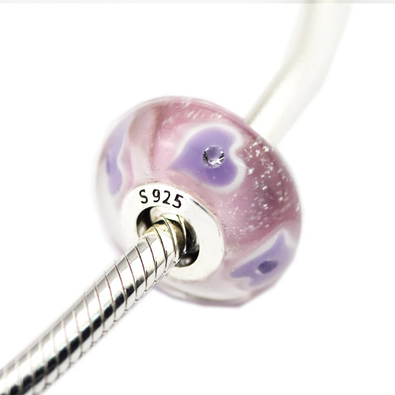 

Pandulaso Plentiful Hearts Murano Glass Charm Fits 925 sterling silver Bracelets For Woman silver beads for jewelry making