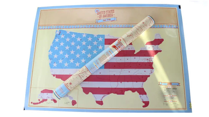 1 pcs Estados Unidos Raspadinha Viagem Mapa