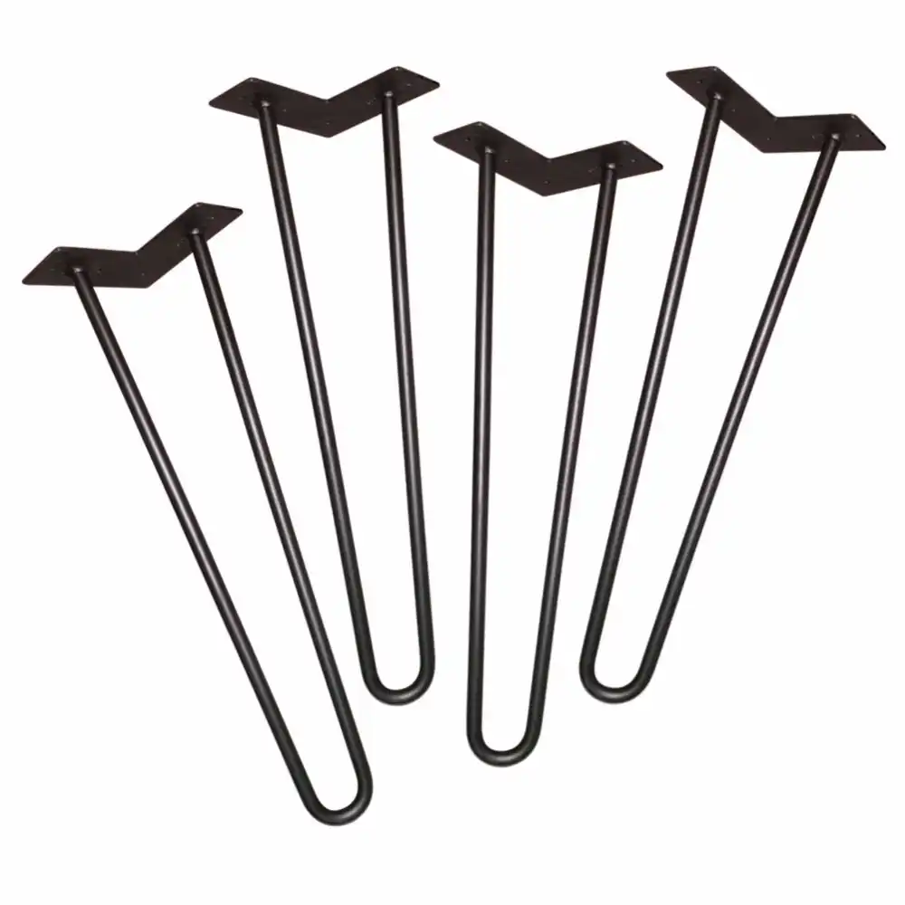 18 Inch Metal Furniture Leg Matte Black 2 Rod 1 2 Dia Solid
