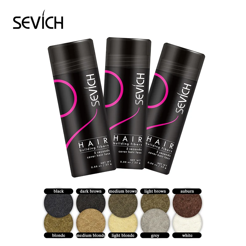 Sevich 25g Hair Loss Treatment Fiber Hair Keratin Thin Loss Concealer Instant Refill Fiber Styling Powder 10colors