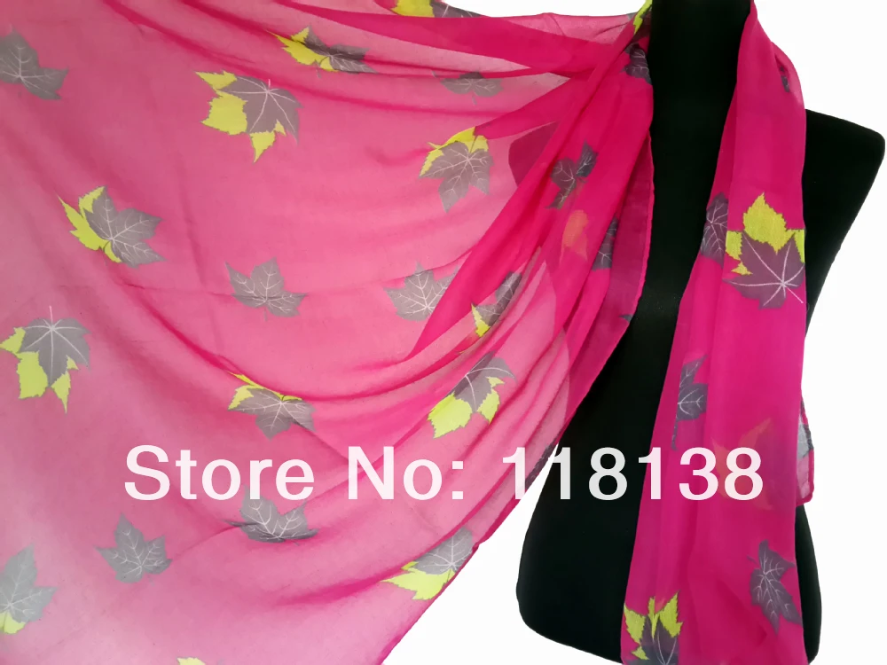 

New Fashion Colorful Maple Leaf Print Women's Scarf 180*110cm, Free Shipping