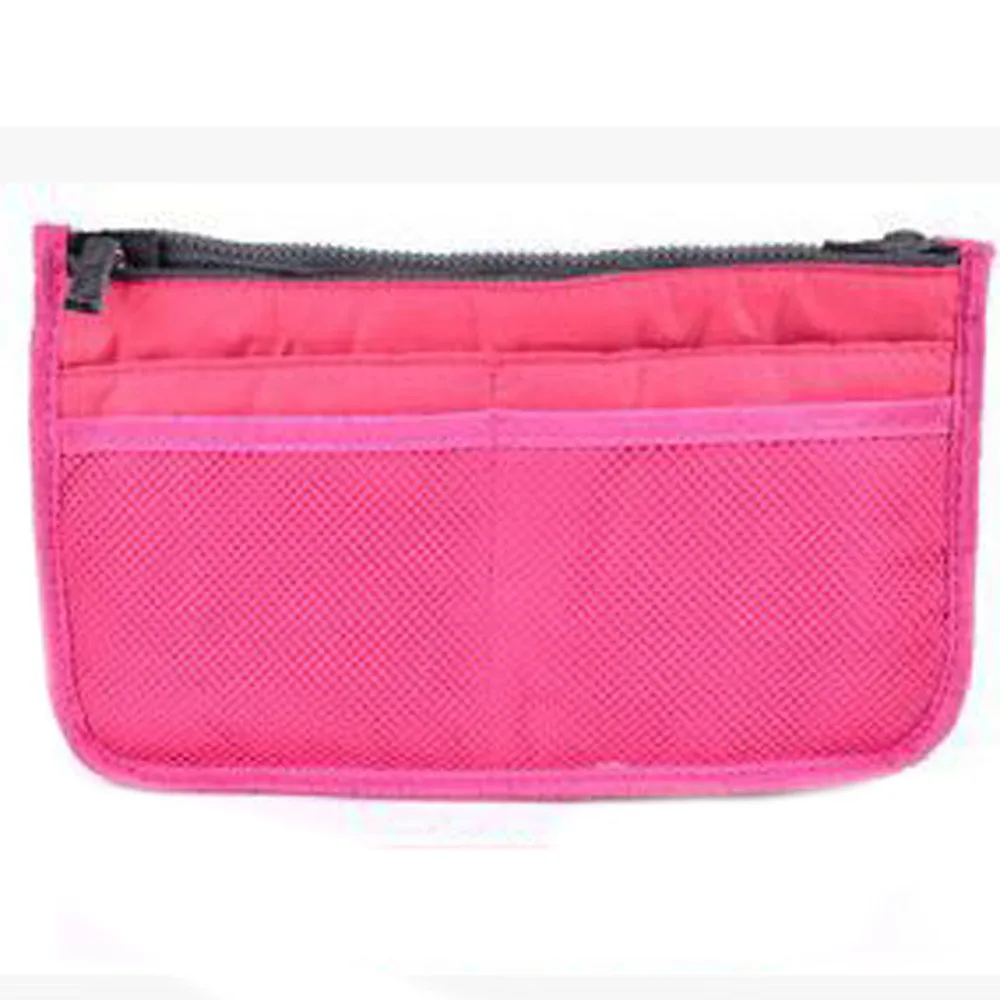 Hot Pink Хит, 7 цветов, женская косметичка, органайзер, сумка в сумках, двойная молния, портативная, многофункциональная, для путешествий, с карманами, косметичка#20 - Цвет: Hot Pink