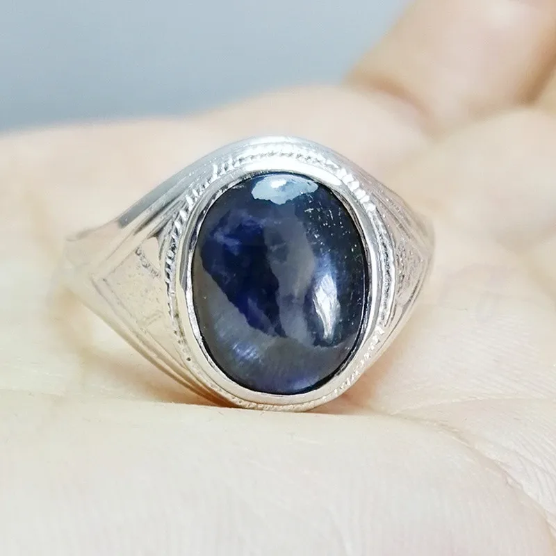 Мужское кольцо с сапфиром,, натуральный настоящий сапфир, серебро 925 пробы, 6CT драгоценный камень, хорошее ювелирное изделие# C1941703
