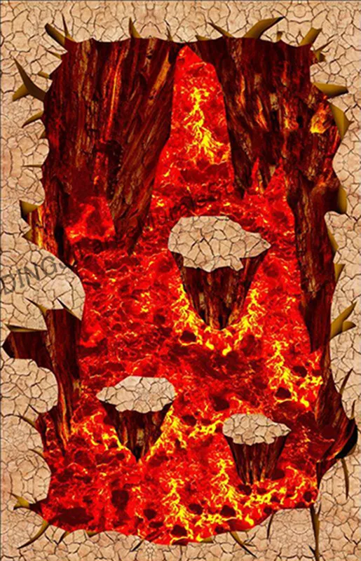Пол обои 3D вулканическая Магма напольная плитка картина