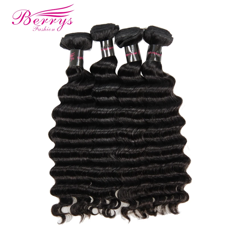 

Berrys Fashion Brazilian Virgin Hair Deep Wave 4 Pcs/Lot 100% Unprocessed Human Hair Extensions Natural Color 10-28 Inch Weave