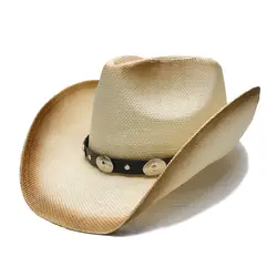 В стиле панк Для женщин Для мужчин Мужская Летние соломенные пляжные шляпы с широкими полями ковбой Западные Пастушка фетровая шляпа сплав