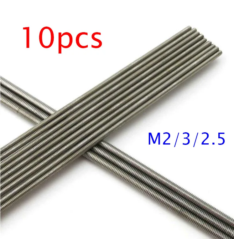 

10PCS M2/M2.5/M3 Threaded Rod 2/2.5/3mm Length 250mm Full Thread Stainless Steel Rod For DIY Model Spare Parts