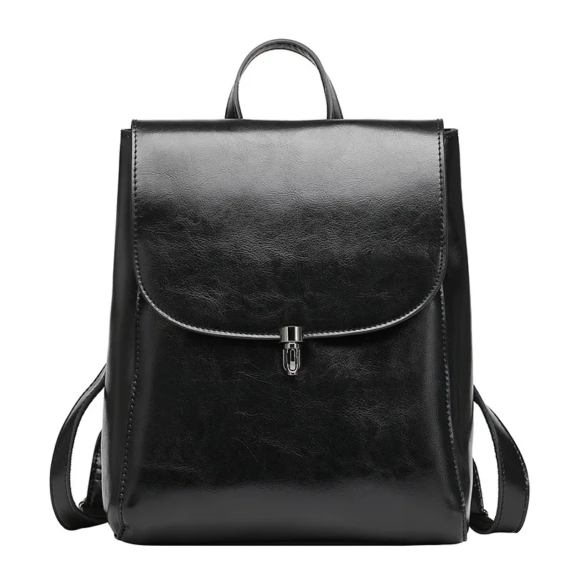 Школьный рюкзак с защитой от кражи для девочек, рюкзак для путешествий, женская сумка из натуральной кожи, роскошные женские большие рюкзаки, водонепроницаемые черные - Цвет: Black