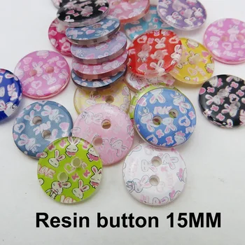 

60PCS 15MM rabbit button shape colors Dyed clothes resin buttons coat boots sewing clothes accessories RN-001