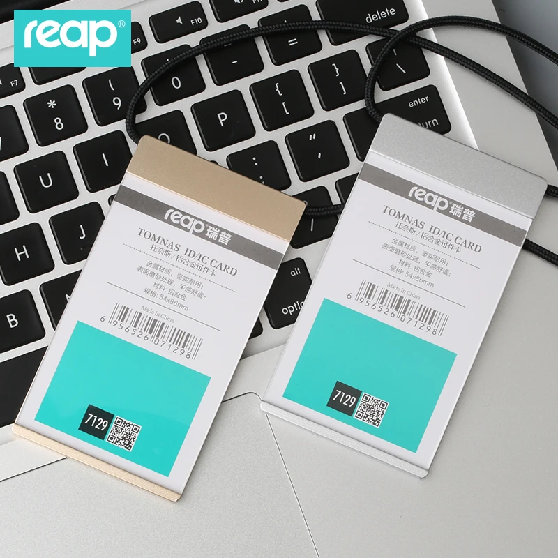 

reap 7129 54*85mm Aluminum Badge Holder+Lanyard Badge Holder Bus ID Card Holders Customized Office suppie