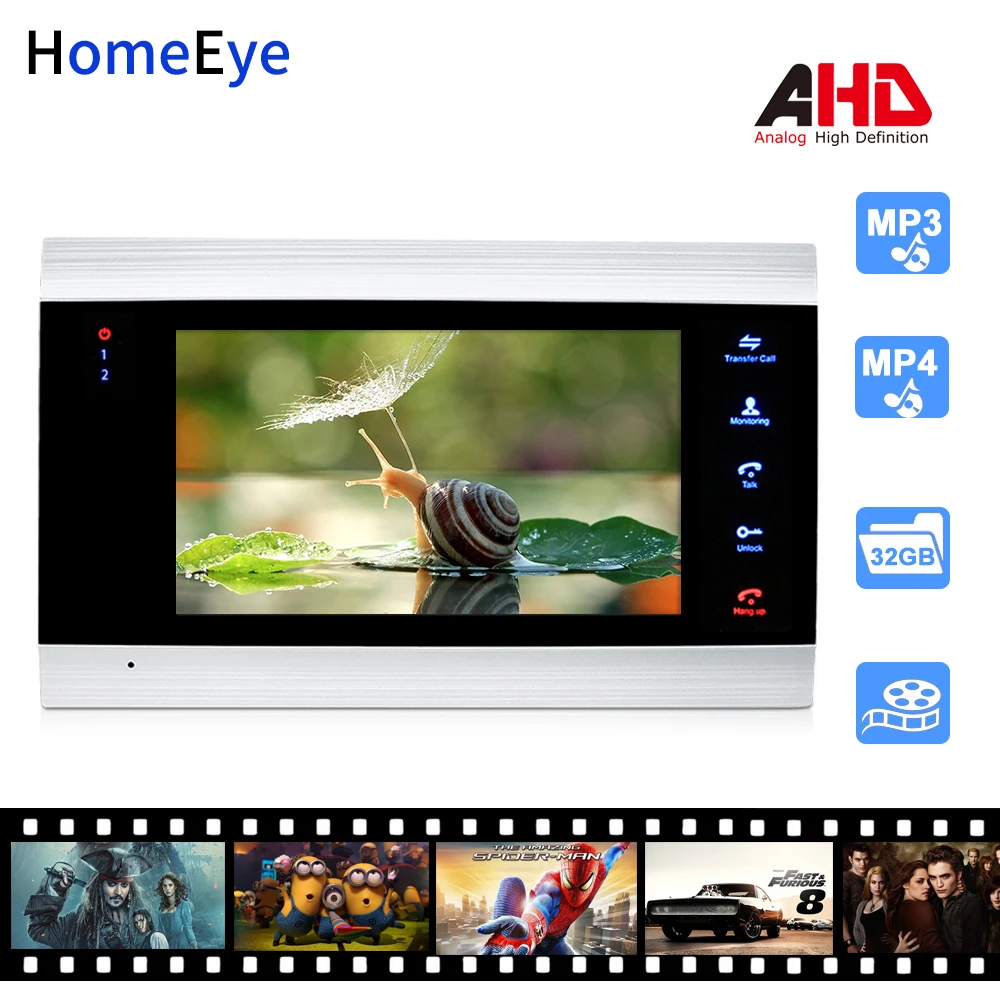 HomeEye 720P AHD Video Door Phone Video Intercom Home Access Control System Waterproof Motion Detection OSD Menu Touch Button
