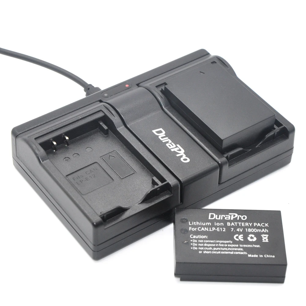 

DuraPro 2Pcs LP-E12 LPE12 LP E12 Batteries + USB Dual Charger For Canon M 100D Kiss X7 Rebel SL1 EOS M10 DSLR Camera