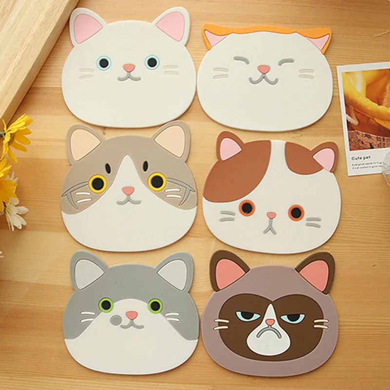 Cat-Shaped-Tea-Coaster-Cup-Holder-Mat-Coffee-Drinks-Drink-Silicon-Coaster-Pad (3)