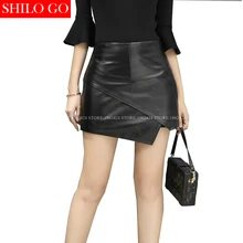 SHILO GO модная уличная Женская короткая империя лаконичная Европейская сексуальная юбка кожаная овчина юбка из натуральных материалов Женская Формальная мини-юбка