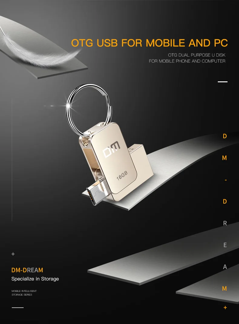 DM PD020 8GB 16GB 32GB USB2.0 с двойным разъемом для OTG смартфона и компьютера водонепроницаемый металлический корпус