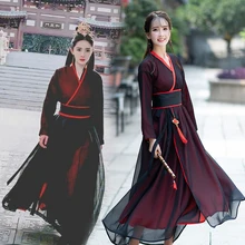 Женский длинный халат Hanfu, платье для выступлений по ТВ, императрица, меч-леди, Женский древний костюм, драма, фея, косплей, одежда для сцены