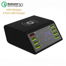 9 в 1 Беспроводной Зарядное устройство Qc 3,0 Быстрая зарядка 8 Usb Порты зарядная док-станция для Iphone samsung Xiaomi смартфон Huawei