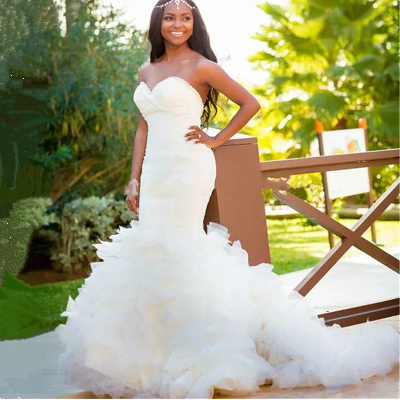 Gorgeous Garden Bridal Gowns 2016 Off the Shoulder Sweetheart Backless Ruffles White Mermaid Wedding Dresses vestido de noiva | Свадьбы и