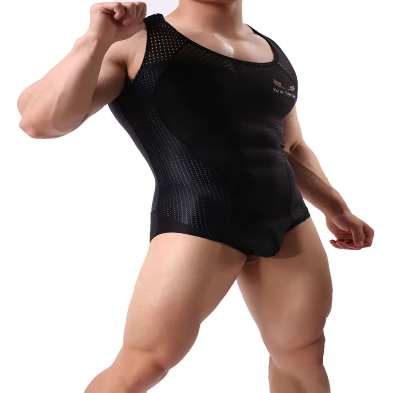 Men's Leotard Jumpsuit Bodysuits Body Building Shapers Tights Men Singlet Underwear Bikini One-piece Male Underwear Shapers