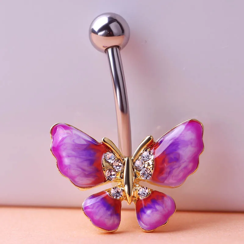 Enamel Esmaltes Violetta Purple Butterfly Body Piercings Jewelry Navel