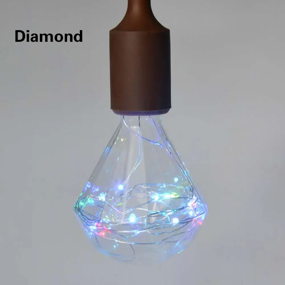 Винтажный художественный декоративный светодиодный светильник Эдисона с медной проволокой и нитью COB, лампочка эдисона 110V 220V E27, стеклянная лампа накаливания - Цвет: Diamond