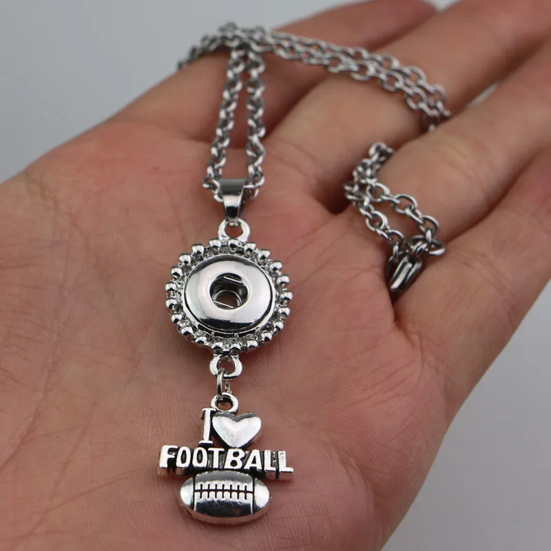 6 шт. 50 см цепочка 18 мм металлическое ожерелье с кнопкой я люблю футбол