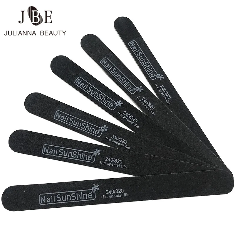 

10pcs Black Nail File Straight Nail Art Sanding File Nagel Vijlen Double Side Trimmer Buffer Manicure Pedicure Tool 240/320