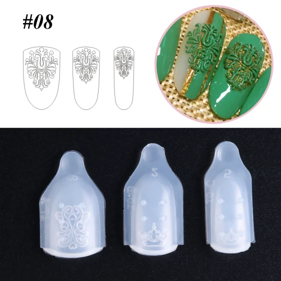3D акриловая Форма для ногтей, прочная силиконовая форма для вырезания ногтей, штамповка для УФ-гелевых наконечников, форма для маникюра, инструмент для украшения ногтей TR1021 - Цвет: 08