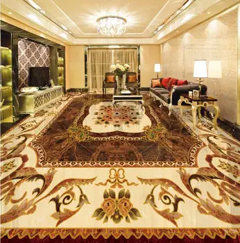 

3d floor painting wallpaper European style stone parquet flooring pvc self-adhesive wallpaper 3d flooring