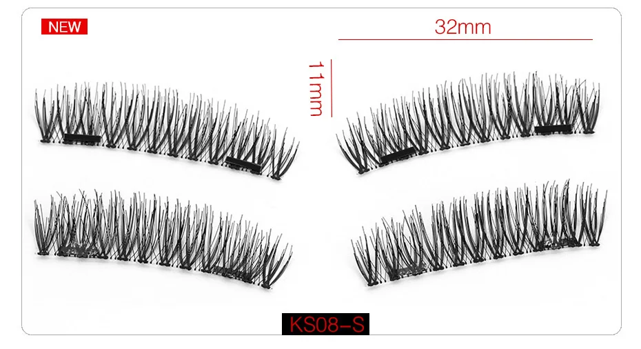 BBL 4 шт./пара 6D Магнитная ресницы с 2 магнита Ленточные Накладные ресницы ручной природных длинный/крест-накрест распредвала/конусовидный ресниц - Длина: KS08-S
