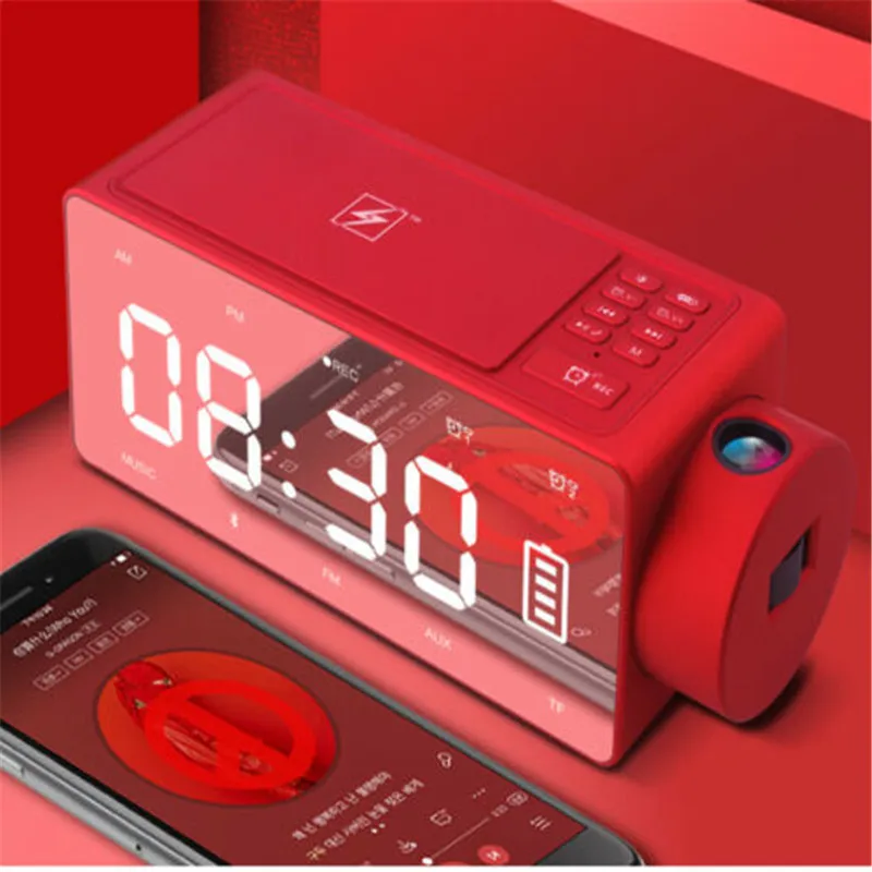 

Wireless Bluetooth Desktop Alarm Clock Smart Speaker TF Card Audio With Mirror