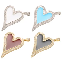 ZHUKOU 30x40mm encantador corazón colgante para mujeres pendientes collar hacer Accesorios modelo: VD465(China)