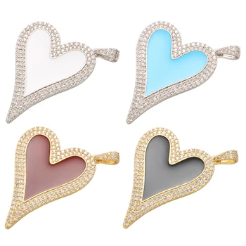 

ZHUKOU 30x40mm Charming Heart pendant for women earrings necklace making accessories Findings model:VD465