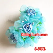 Новинка! 144 пучков = 864 цветов х органзы и шелковые цветы горного хрусталя в синем цвете, свадебные любимые