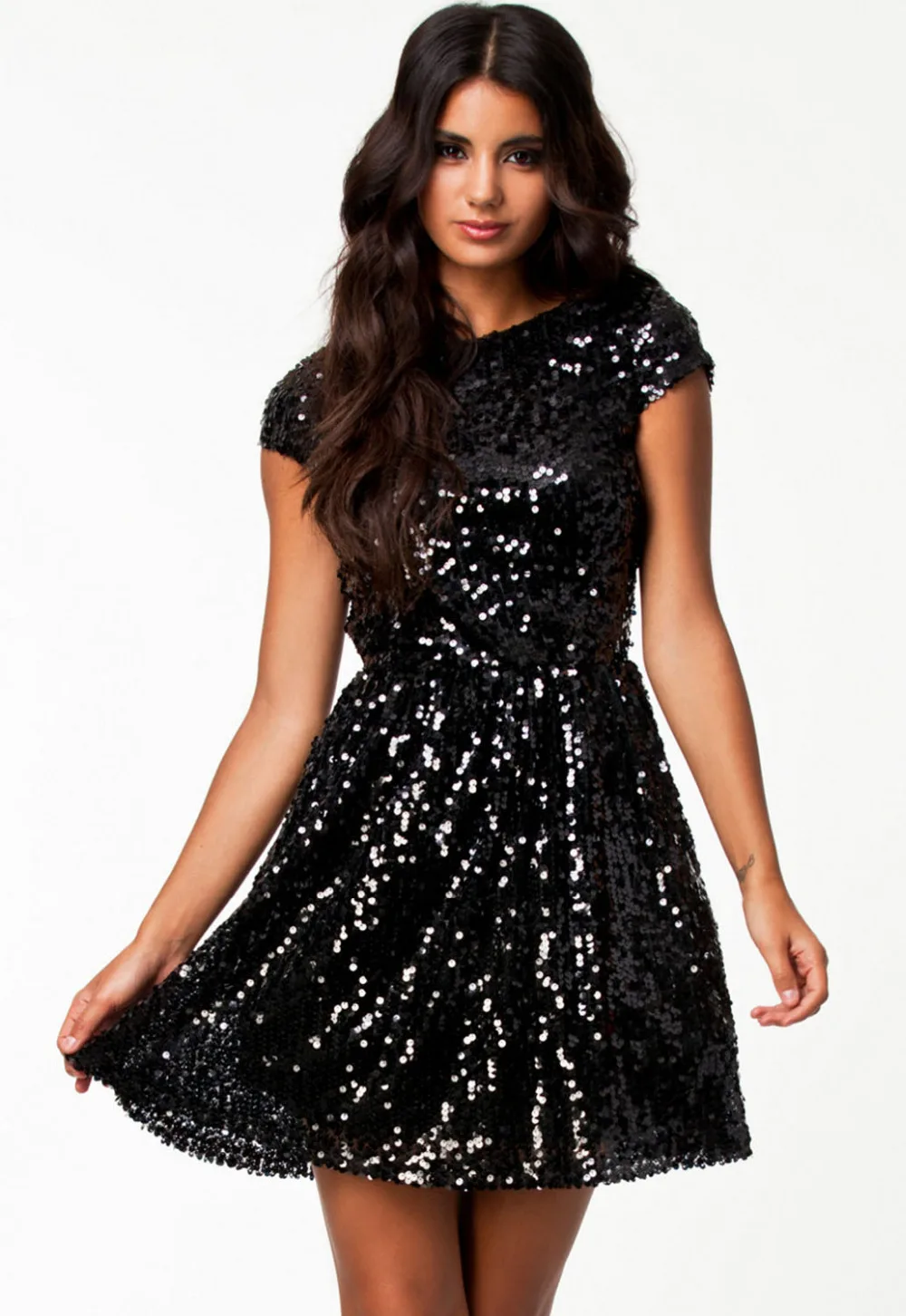Black sparkle skater dress Clearance