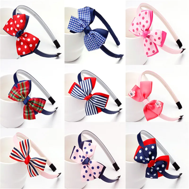 

Sweet girls beautiful hairband headpieces Bow Grosgrain Ribbon hair head hoop hair accessories Tiara for children. 5pcs