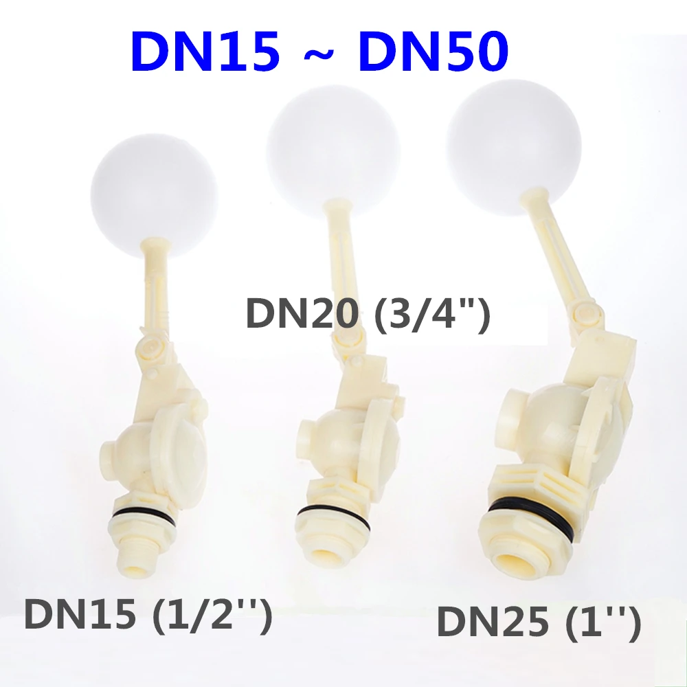 

White Plastic Adjustable DN15 DN20 DN25 DN32 DN40 DN50 Auto Fill Float Ball Valve Liquid Water Level Control Switch Water Tank