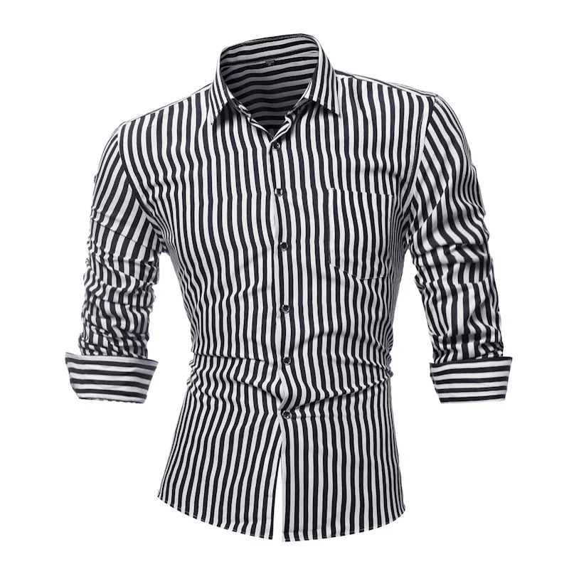 

Fashion Tops brand 2018 male shirt striped color cotton self-cultivation leisure personality long sleeve Shirt large size S-XXL