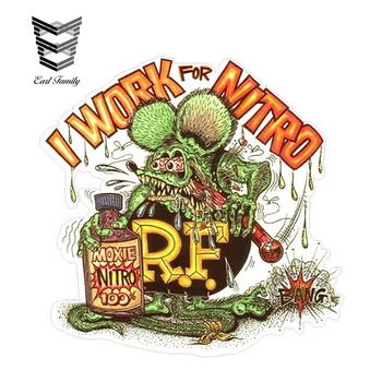 

EARLFAMILY 13cm X 12.8cm Rat Fink Work for Nitro Decal Funny Car Styling Vinyl Graphic Decor for Window Bumper Trunk Car Sticker
