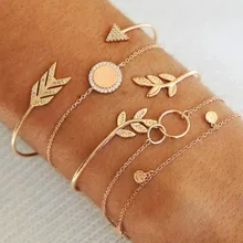 Стильный браслет для женщин Boho Girl Романтический Bileklik Pulseira браслеты Цепочка женские ювелирные изделия Pulseras пара браслет 5 шт. комплект L0512